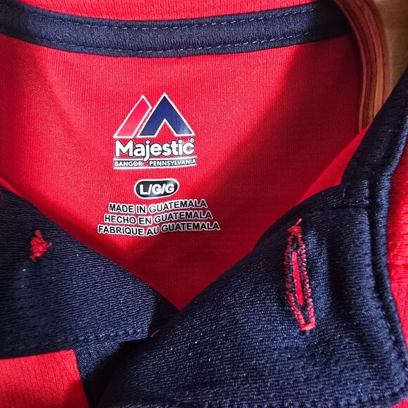 Majestic Washington Nationals Embroidered Logo Polo Shirt Large Red Short Sleeve - Picture 4 of 5